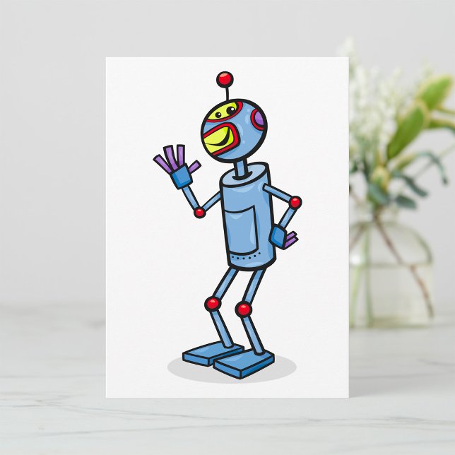 Invitation Personnage de robot futuriste rétro agitant (Créateur téléchargé)