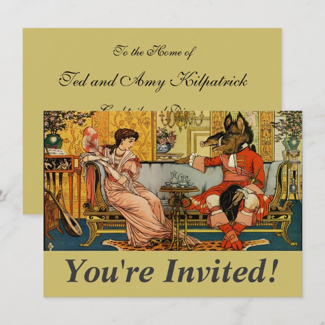 Invitation Personnages de Contes de Fées Classiques Beauty Be (Devant / Derrière)