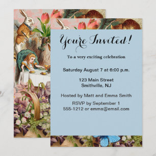 Invitation Personnages de la fête du thé Alice in Wonderland