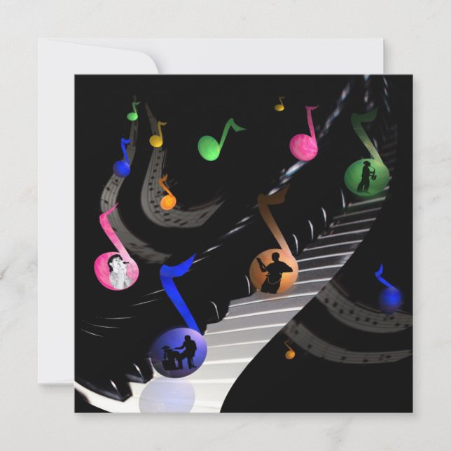 Invitation Personnalisable à la musique de fête d' (Devant)