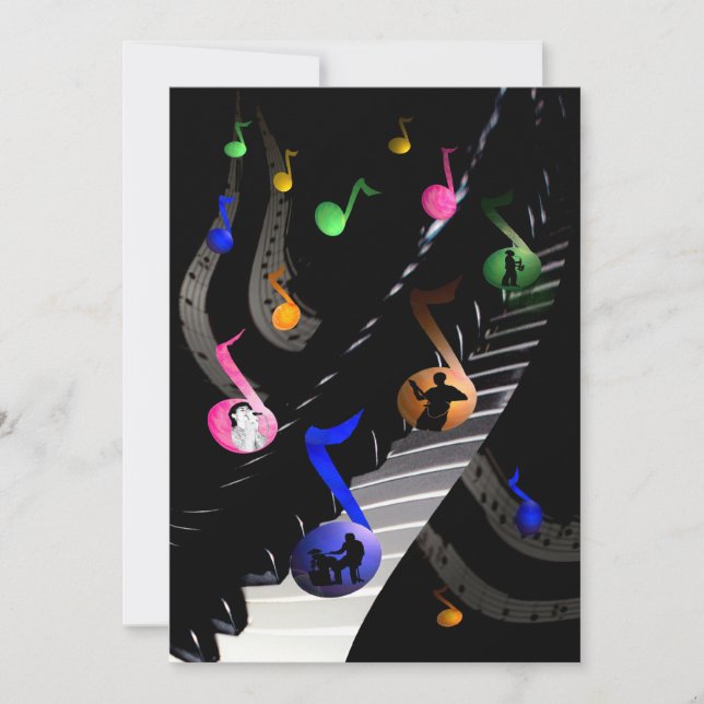 Invitation Personnalisable à la musique de fête d' (Devant)