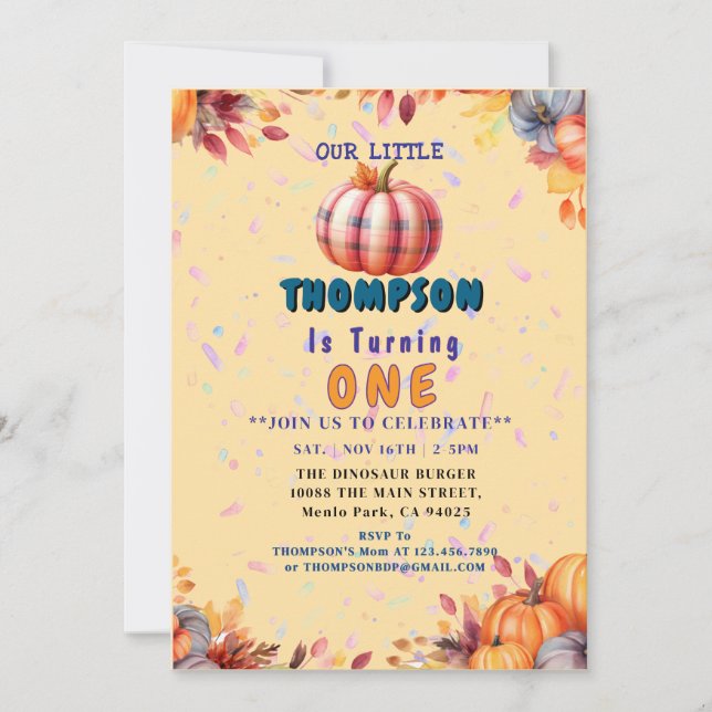 Invitation Personnalisable " Baby 1 st Birthday Party " (Devant)