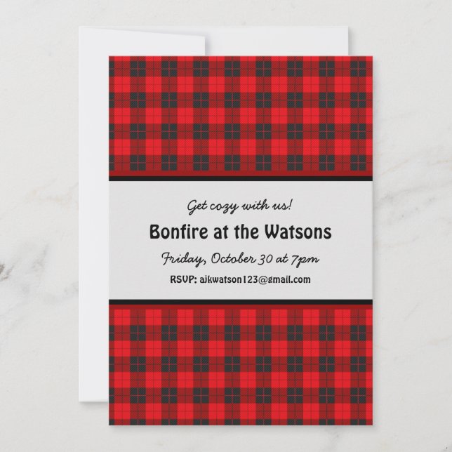 Invitation personnalisable Bonfire Flannel rouge p (Devant)