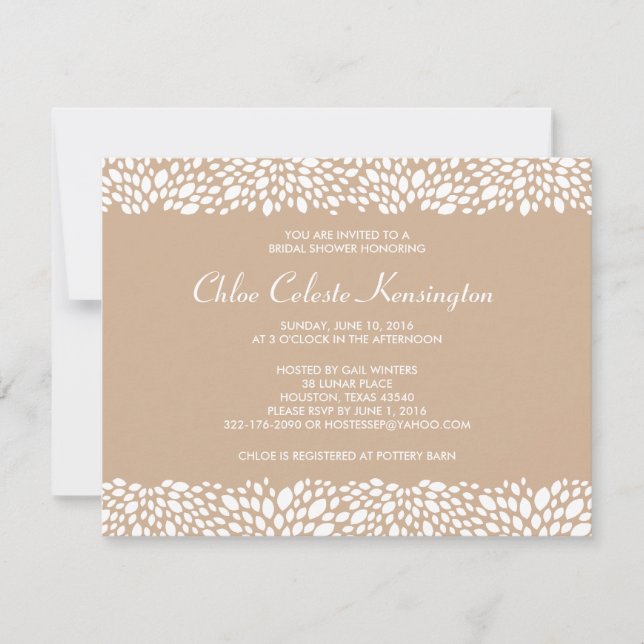 Invitation personnalisable de Fête de la mariée de (Devant)
