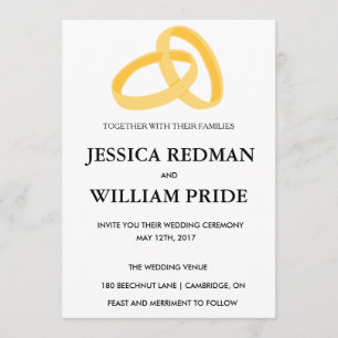 Invitation personnalisable de mariage d'anneaux