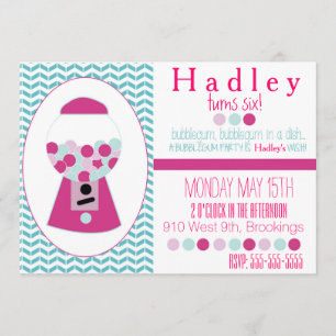 Invitation personnalisable de partie de Bubblegum