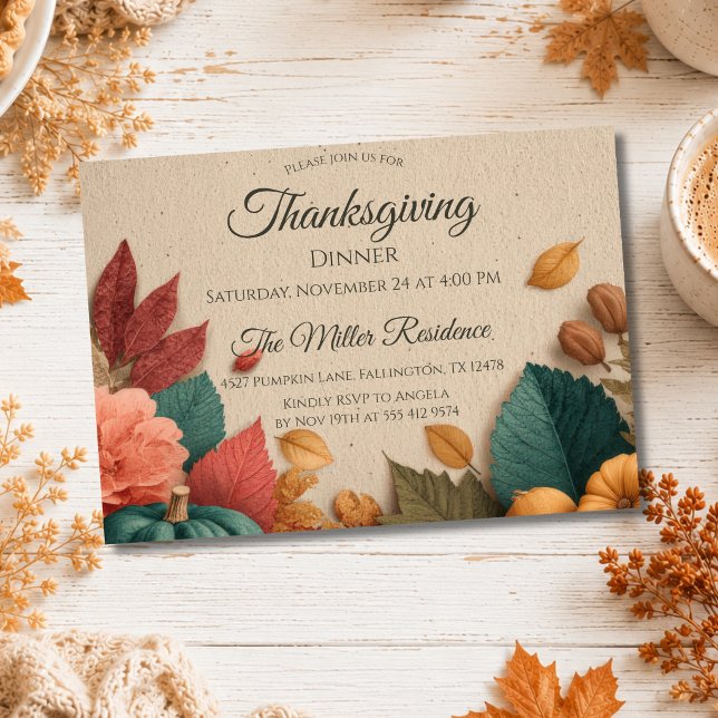 Invitation personnalisable de Thanksgiving à l'aut (Créateur téléchargé)