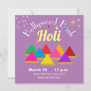 Invitation Personnalisable moderne Holi Festival Couleurs vio