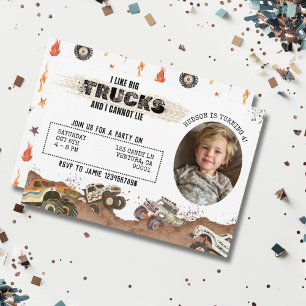 Invitation Personnalisable Photo Monster Camion Anniversaire