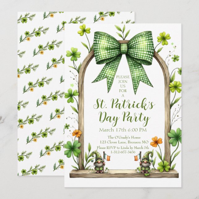 Invitation personnalisable pour la Saint-Patrick  (Devant / Derrière)