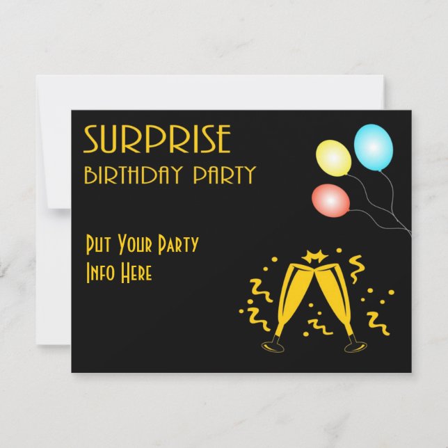 Invitation personnalisable pour une fête d'anniver (Devant)