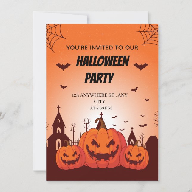 Invitation personnalisable pour une fête d'Hallowe (Devant)