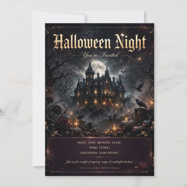 Invitation personnalisable pour une soirée de chât (Devant)