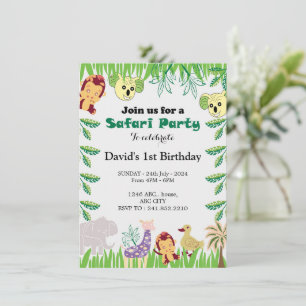 Invitation Personnalisable Safari fête d'anniversaire