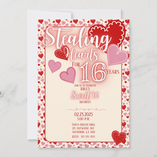 Invitation Personnalisable Sweet 16 Anniversaire Fête Invitat (Devant)