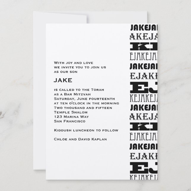 Invitation Personnalisation de Jake (Devant)