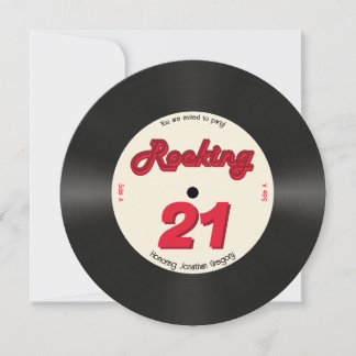 Invitation Personnalisé 21e anniversaire Retro Music Record R