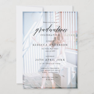 Invitation Personnalisé 2 Photo Chic Calligraphie Graduation