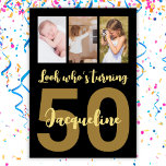 Invitation Personnalisé 50e anniversaire Gold Modern Photo Co<br><div class="desc">Placez un sourire sur un visage avec ce script de 50ème anniversaire personnalisé photo collage Invitation. Vous pouvez ajouter l'enfance mignonne ou tout ce que vous voulez. - Cliquez simplement pour personnaliser ce design - Pour une option écologique - choisissez 🔥 numérique Mes promesses - Ce design est unique et...</div>
