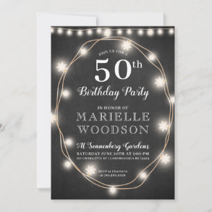 Invitation Personnalisé 50e anniversaire Noir Blanc