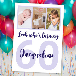 Invitation Personnalisé 60e anniversaire Purple Script photo 