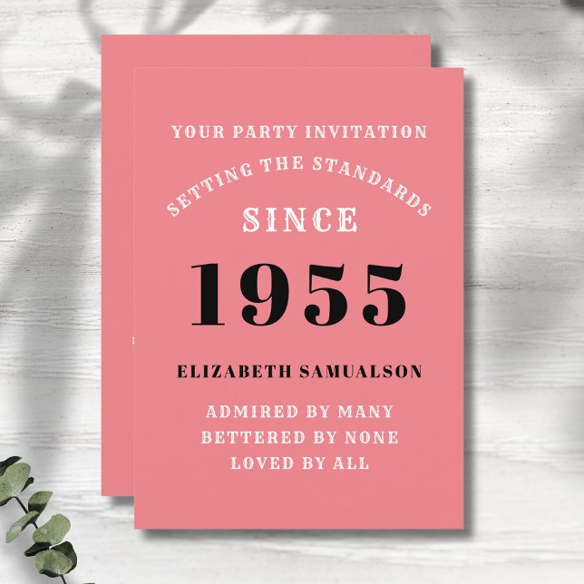 Invitation Personnalisé 70e anniversaire Ajouter votre nom ro (Personalized 70th birthday pink party invitation.)