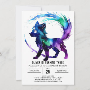 Invitation Personnalisé Adorable Wolf Digital Boy Anniversair