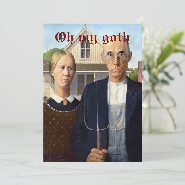 Invitation Personnalisé American Gothic Party Grant Wood (Debout devant)