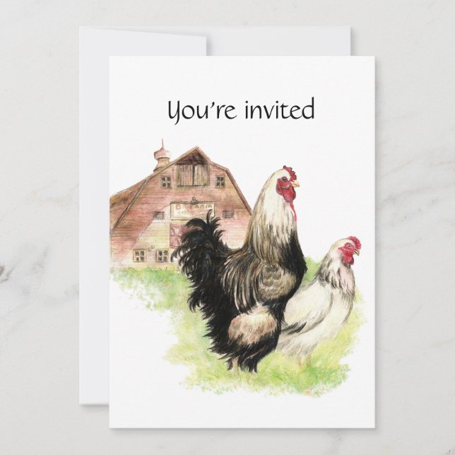 Invitation Personnalisé Anniversaire Fête Poulet ferme Invita (Devant)