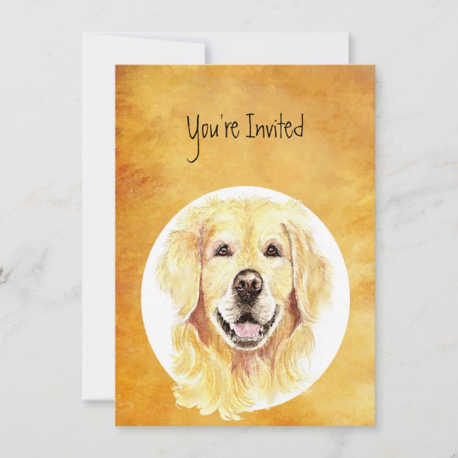 Invitation Personnalisé Anniversaire Golden Retrie (Devant)