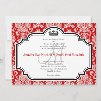 Invitation Personnalisé Blanc Damas Rouge Noir Mariage Invita