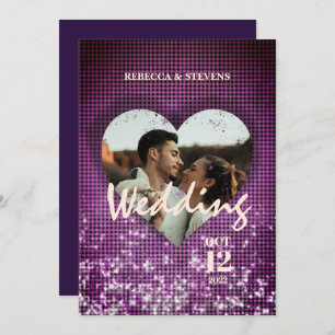 Invitation Personnalisé Coeur Faux Burgundy Plaid Photo Maria