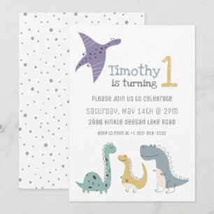 Invitation Personnalisé Cute Pastel Dinosaures Anniversaire