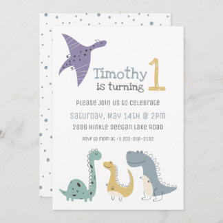 Invitation Personnalisé Cute Pastel Dinosaures Anniversaire