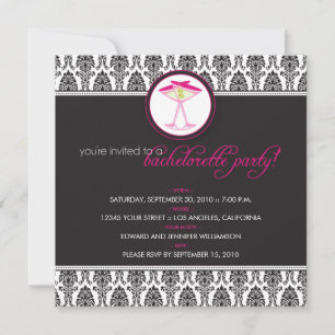 Invitation :personnalisé: Élégant Damask Cocktail Party Invit