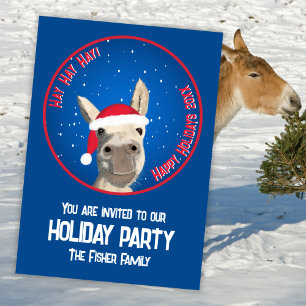 Invitation Personnalisé Funny Donkey Père Noël Pun 2025 Holid