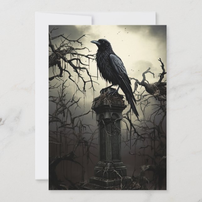 Invitation Personnalisé Halloween Party Gothic Raven Graveyar (Devant)