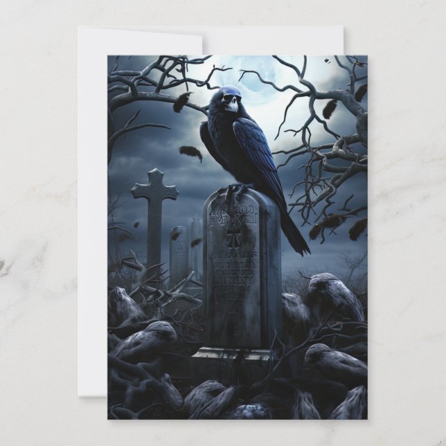 Invitation Personnalisé Halloween Party Gothic Raven Graveyar (Devant)