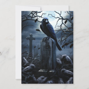 Invitation Personnalisé Halloween Party Gothic Raven Graveyar