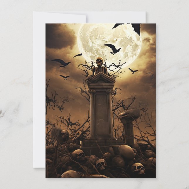 Invitation Personnalisé Halloween Party Gothique Squelette Gr (Devant)