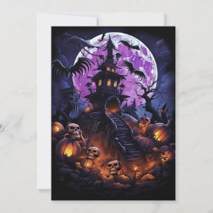 Invitation Personnalisé Halloween Party Skeleton Haunted Hous