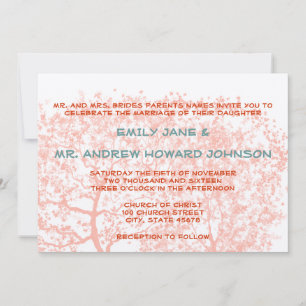 Invitation personnalisé Mariages Orange et Aqua Tr