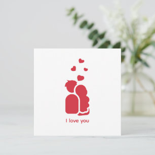 Invitation Personnalisé Marque Rouge Blanc Couple Simple et C