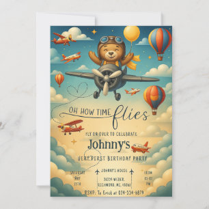 Invitation Personnalisé mignon avion premier enfant anniversa