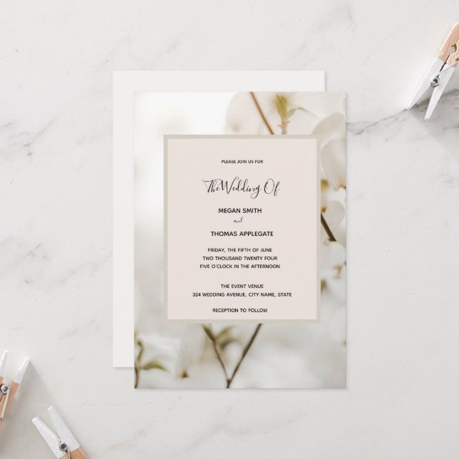 Invitation Personnalisé Moderne Doux Floral Élégant Mariage I (Devant/Arrière en situation)