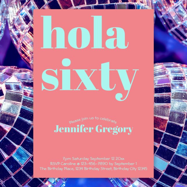 Invitation Personnalisé Moderne Espagnol Hola Quarantième 60e (Créateur téléchargé)