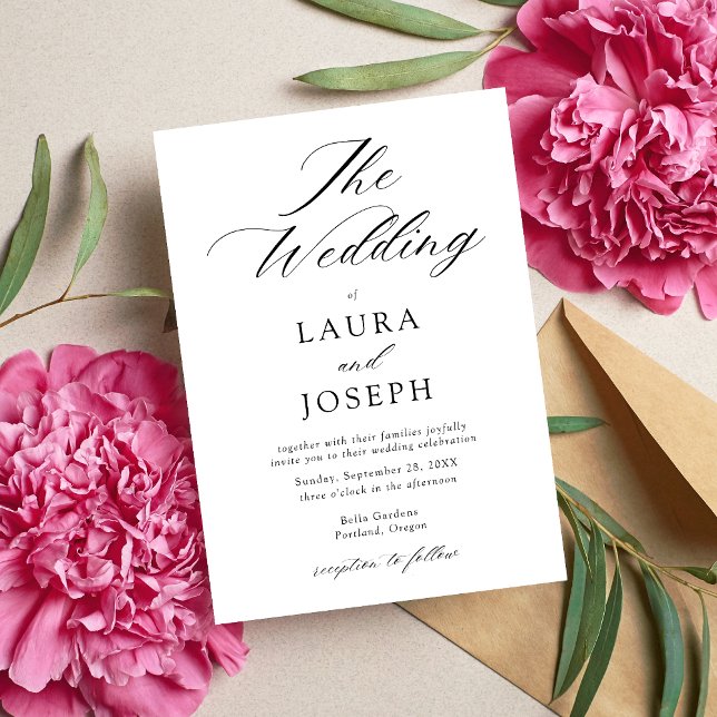 Invitation Personnalisé moderne noir et blanc Mariage simple (Créateur téléchargé)