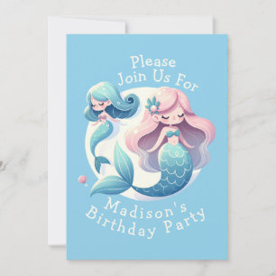 Invitation Personnalisé Nom Cute Mermaid Thème Magique Annive