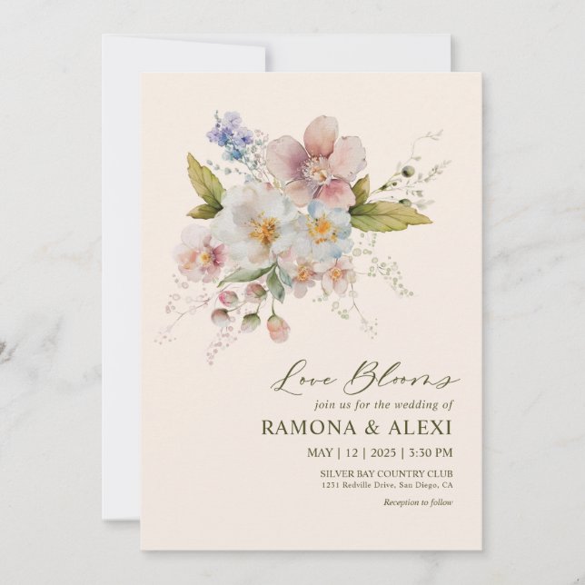 Invitation Personnalisé Pastel rose blanc pour toujours Maria (Devant)