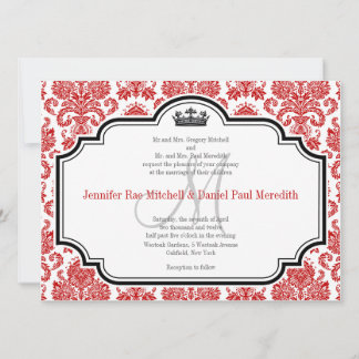 Invitation Personnalisé Rouge Damas Noir Blanc Mariage Invita